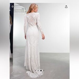 ASOS Ivory Lace Long-Sleeve Bridal Gown with Sheer Back